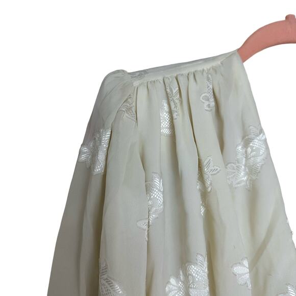 Vintage Cachet By Bari Protas Cream Sheer Floral Embroidered Midi Dress XS - Picture 5 of 16